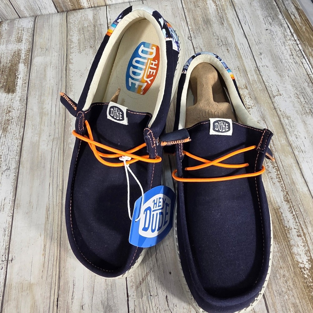 Hey Dude Wally Spring Breakr Photo Reel Navy Blue Grey Mens Loafers 41086-4TA M8 - Picture 4 of 11